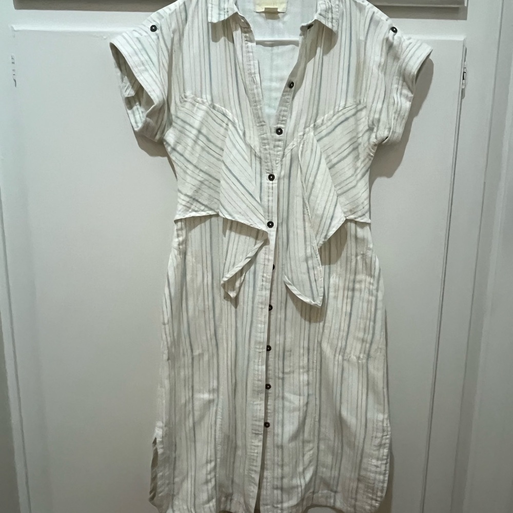 Anthropologie Maeve Pastel Buttoned Tie Front Midi Dress